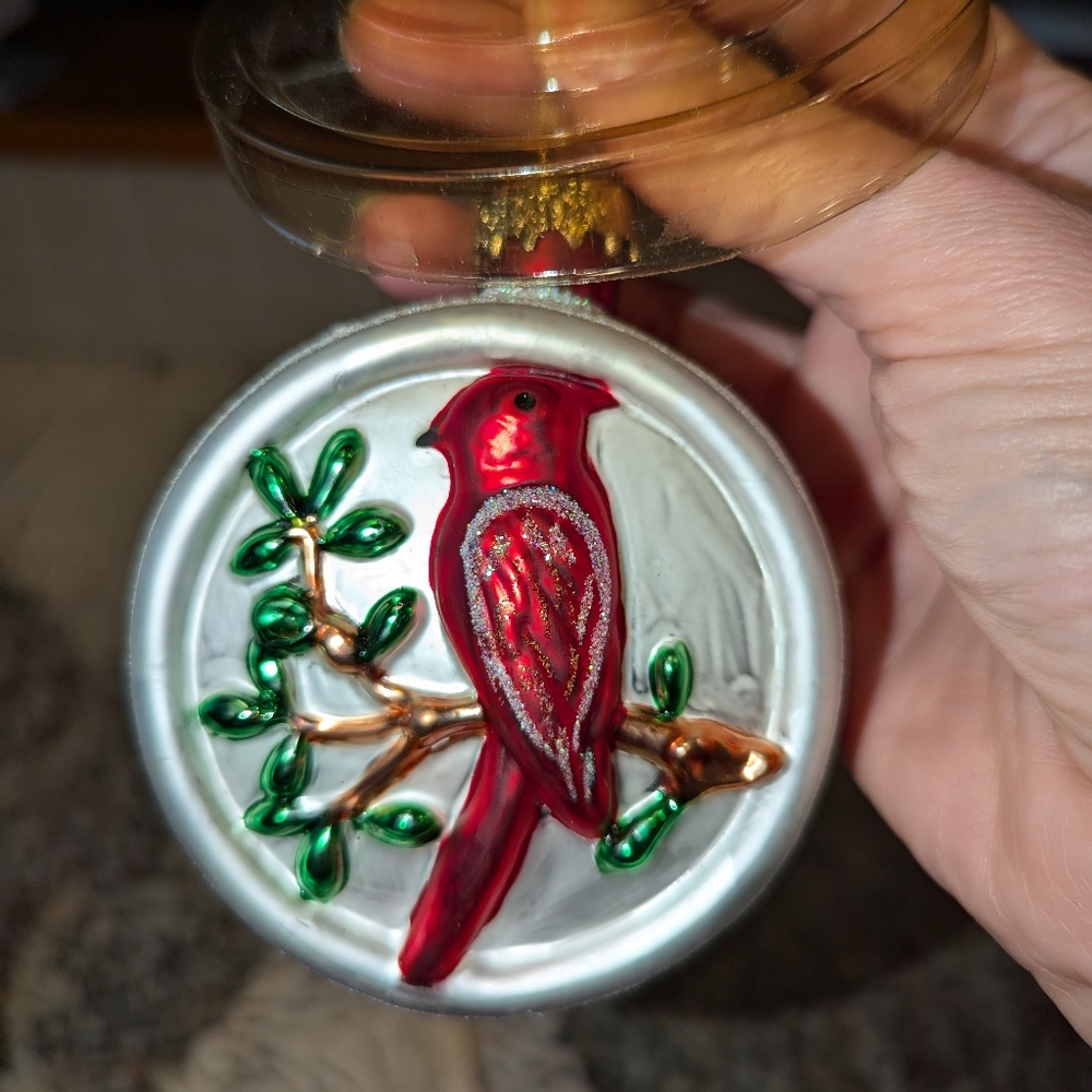 Trim A Tree Old World Glass Red Cardinal Christmas Ornament VTG 1980's Hills